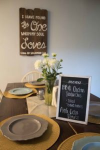 table with apple cider donut menu