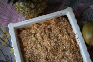 nut-free, dairy-free, egg-free pineapple mango crisp