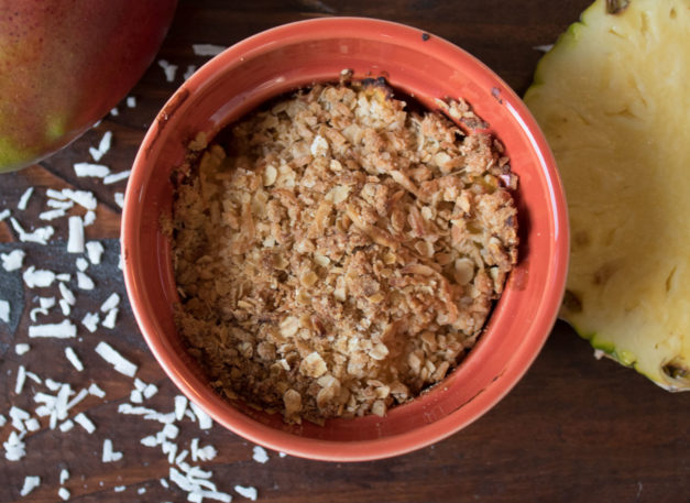 nut-free, dairy-free, egg-free pineapple mango crisp