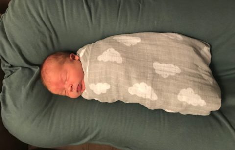 baby owen in swaddle