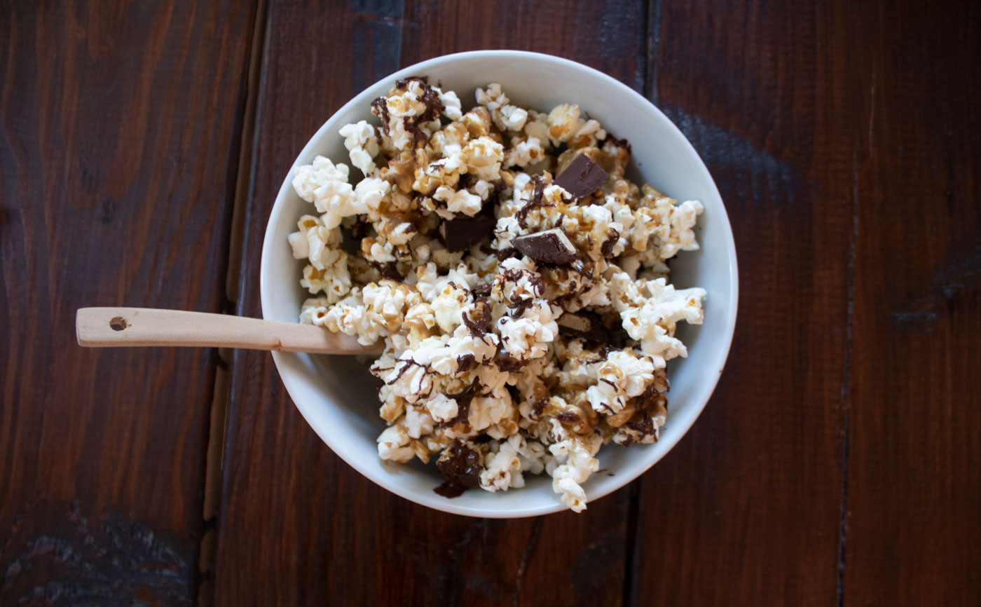 Sunbutter Cup Popcorn in Bowl