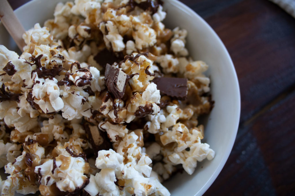 Sunbutter Cup Popcorn in Bowl