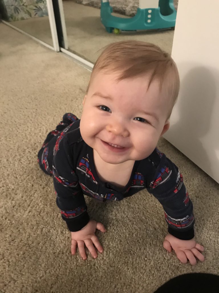 owen crawling and smiling