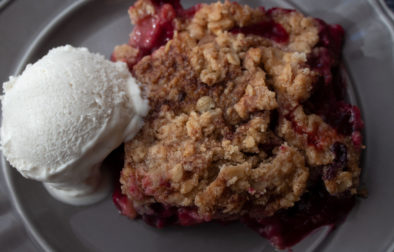 ice cream and berry crisp