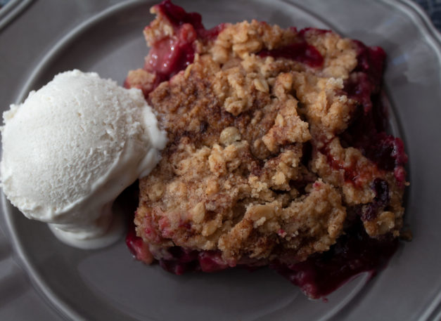 ice cream and berry crisp