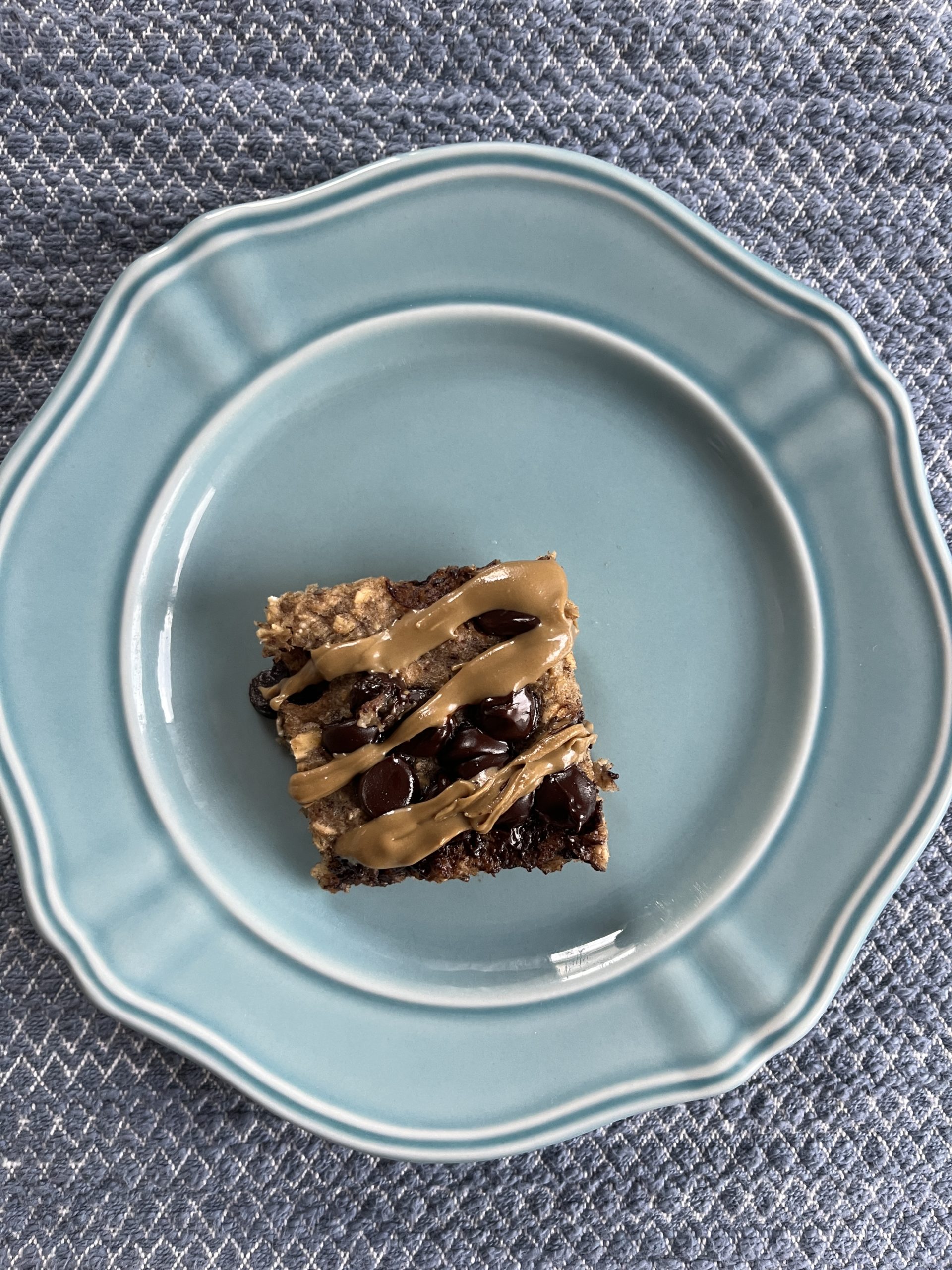 gluten free dairy free baked oatmeal with chocolate chips on a plate